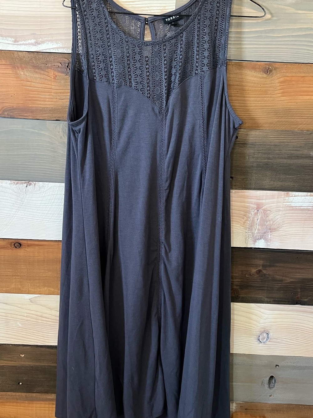 torrid Charcoal Crochet Yoke Sleeveless Swing Dress